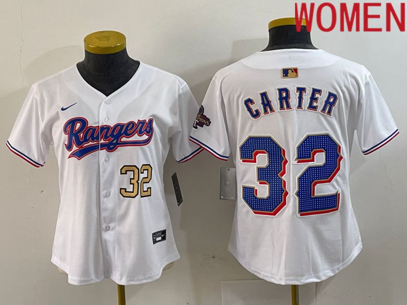 Women Texas Rangers 32 Carter White Champion Game Nike 2024 MLB Jersey style 3